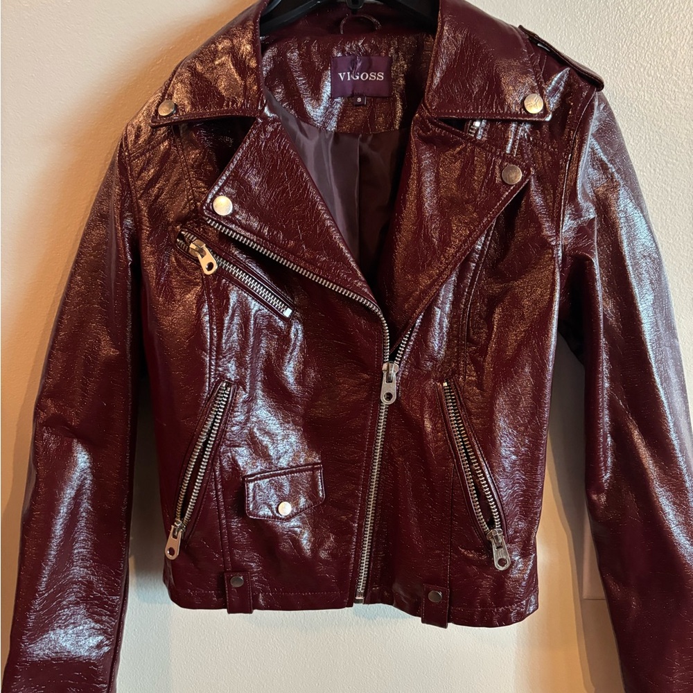 Vigoss Women's Burgundy Leather Jacket